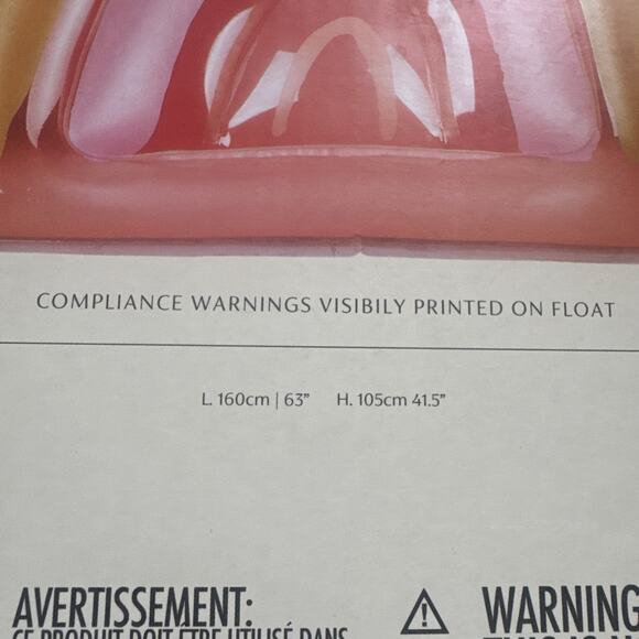 Sunnylife Float Away Lie On Pool Float Pink Rainbow 63" x 41.5" NEW MSRP $60 - Picture 7 of 8